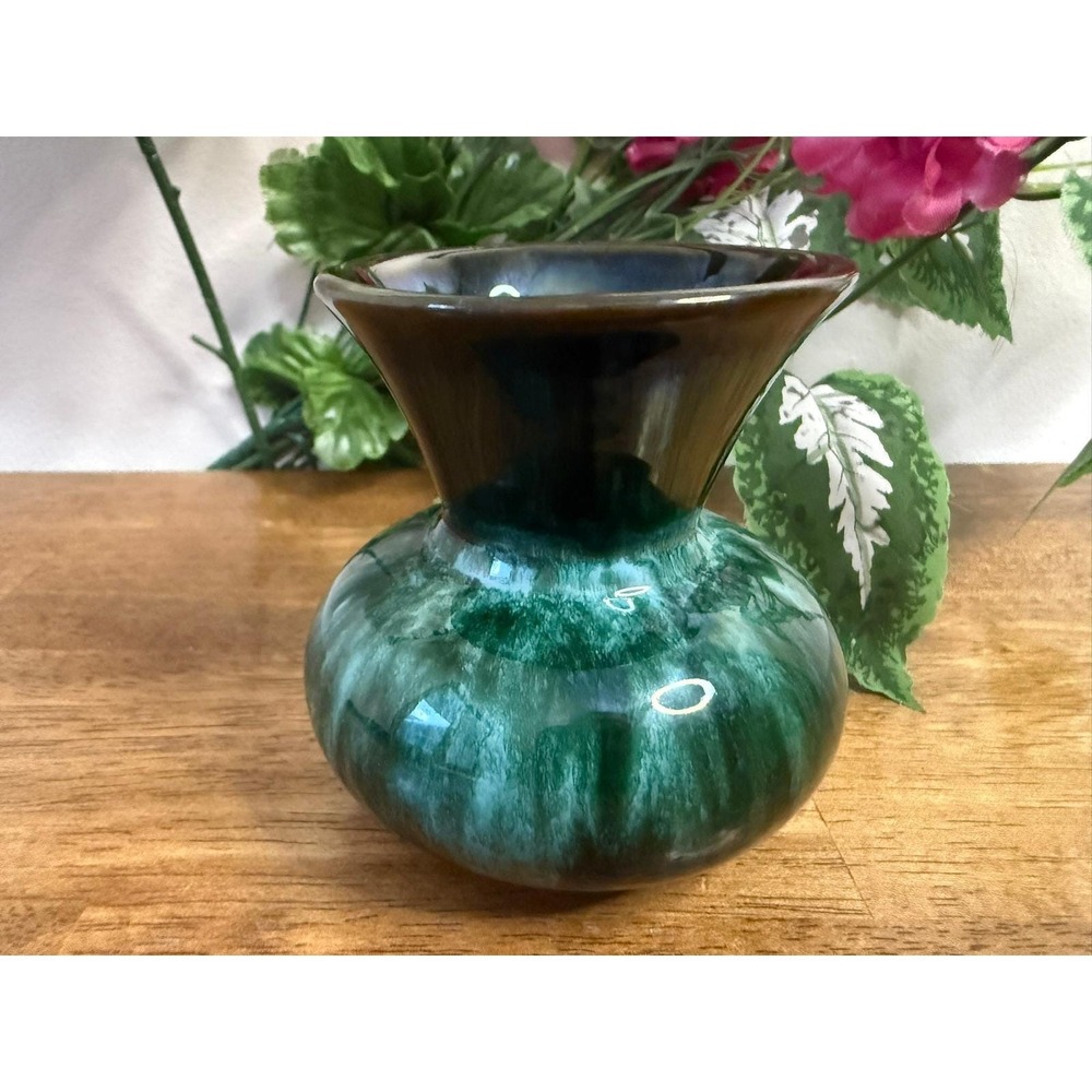 Vintage Blue Mountain Pottery Green Black Drip Vase Canadian MCM Studio Art - Picture 7 of 10